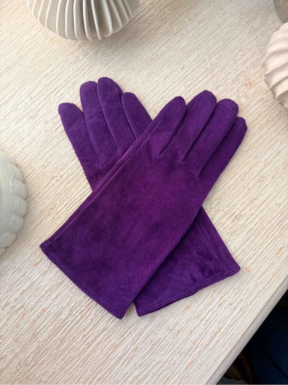 VTG Dents Purple Suede Gloves Size L